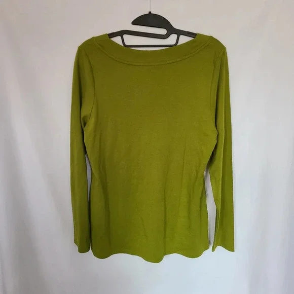 NWT J. Jill Green Apple Perfect Pima Long Sleeve Top Size Medium 100% PimaCotton - Picture 5 of 5